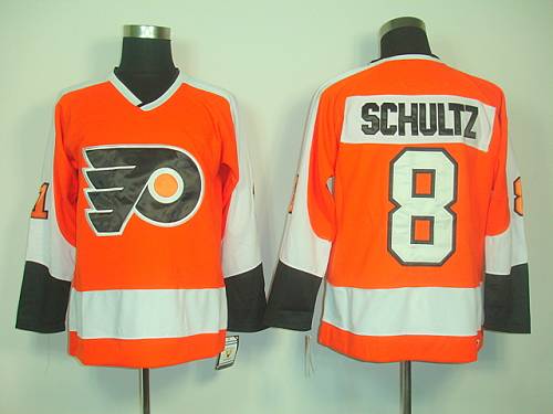 Jerseys Factory Cheap Flyers #8 Dave Schultz Orange CCM Throwbac