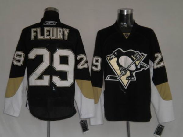 Jerseys Factory Cheap Penguins #29 Andre Fleury Embroidered Blac
