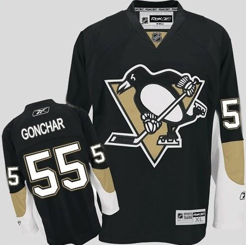 Jerseys Factory Cheap Penguins #55 Sergei Gonchar Black Embroide