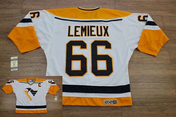 Jerseys Factory Cheap Penguins #66 Mario Lemieux Embroidered Whi