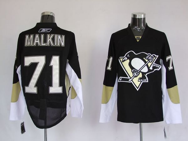 Jerseys Factory Cheap Penguins #71 Evgeni Malkin Embroidered Bla