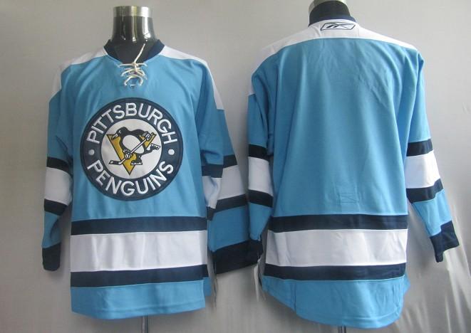Jerseys Factory Cheap Penguins Blank Blue Embroidered NHL Jersey
