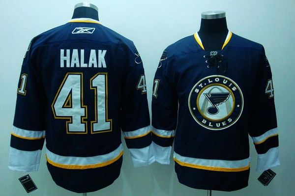 Jerseys Factory Cheap Blues #41 Halak Embroidered Blue NHL Jerse