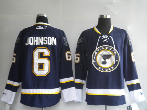 Jerseys Factory Cheap Blues #6 Erik Johnson Embroidered Blue NHL