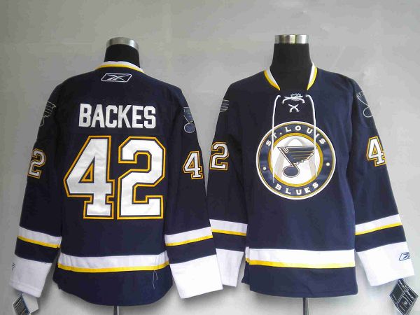 Jerseys Factory Cheap Blues #42 David Backes Embroidered Blue NH