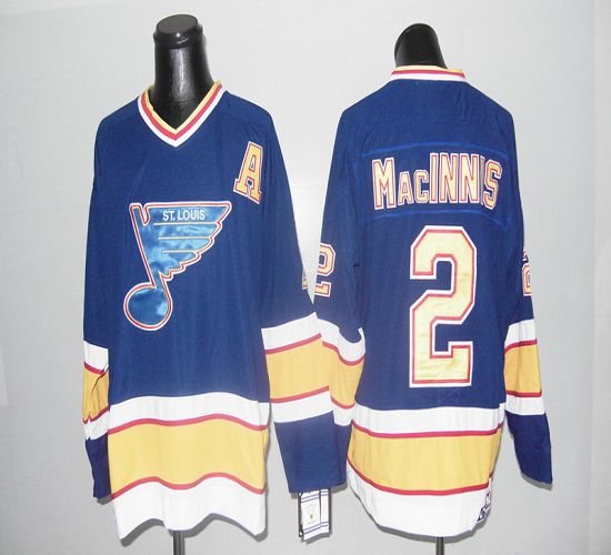 Jerseys Factory Cheap Blues CCM Throwback #2 Macinnis Blue Embro