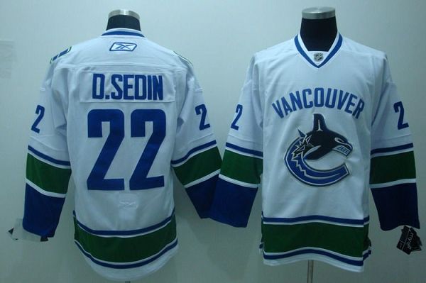Jerseys Factory Cheap Canucks #22 Daniel Sedin Embroidered White