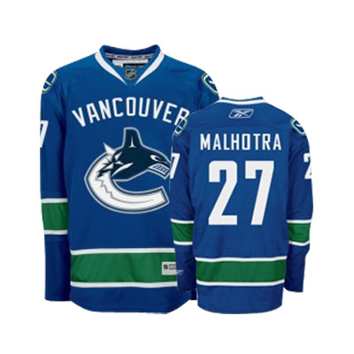 Jerseys Factory Cheap Canucks #27 Malhotra Blue Embroidered NHL