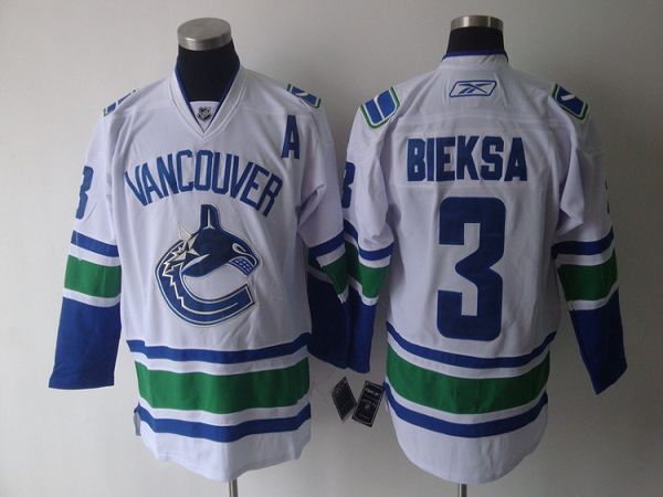 Jerseys Factory Cheap Canucks #3 Kevin Bieksa White Embroidered