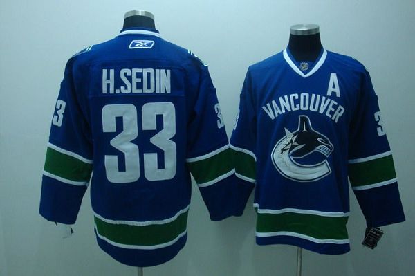 Jerseys Factory Cheap Canucks #33 Henrik Sedin Embroidered Blue
