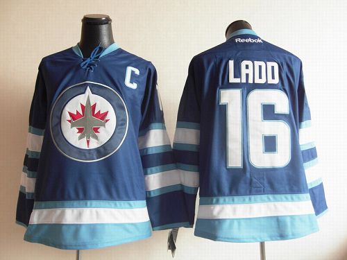 Jerseys Factory Cheap Jets #16 Andrew Ladd Embroidered Dark Blue