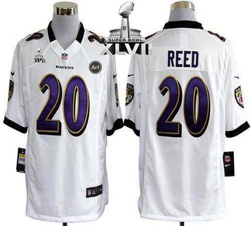 Jerseys Factory Cheap Nike Ravens #20 Ed Reed White Super Bowl X