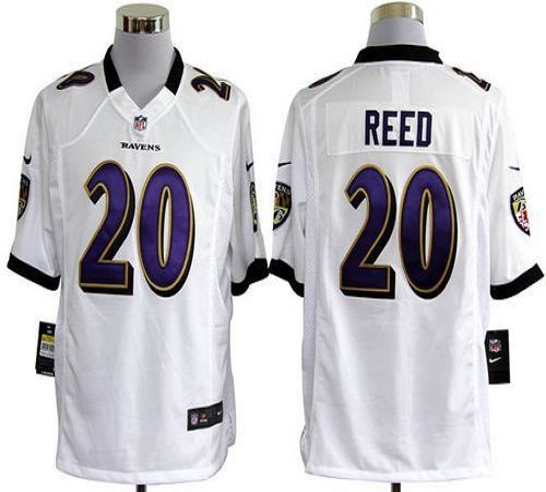 Jerseys Factory Cheap Nike Ravens #20 Ed Reed White Men's Embroi