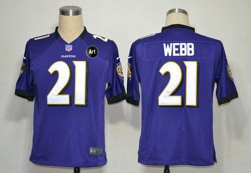 Jerseys Factory Cheap Nike Ravens #21 Lardarius Webb Purple Team