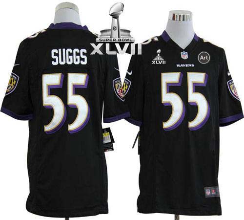 Jerseys Factory Cheap Nike Ravens #55 Terrell Suggs Black Altern