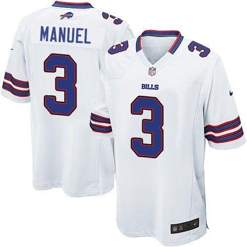 Jerseys Factory Cheap Nike Bills #3 EJ Manuel White Men's Embroi