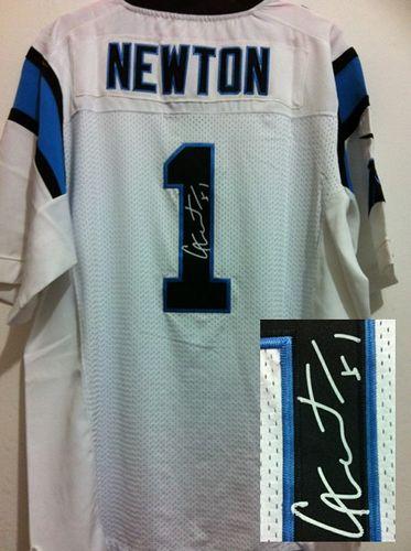 Jerseys Factory Cheap Nike Panthers #1 Cam Newton White Men's Em
