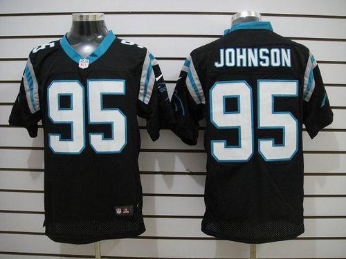 Jerseys Factory Cheap Nike Panthers #95 Charles Johnson Black Te