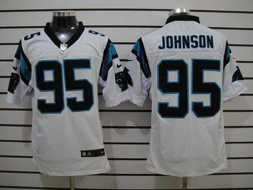 Jerseys Factory Cheap Nike Panthers #95 Charles Johnson White Me