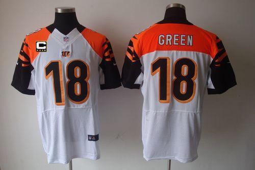 Jerseys Factory Cheap Nike Bengals #18 A.J. Green White With C P