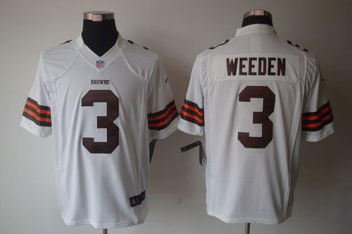 Jerseys Factory Cheap Nike Browns #3 Brandon Weeden White Men's