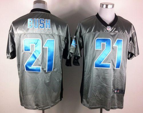 Jerseys Factory Cheap Nike Lions #21 Reggie Bush Grey Shadow Men