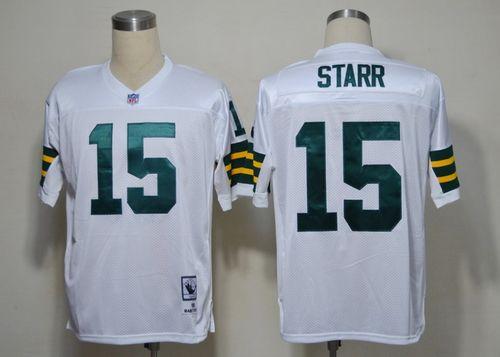 Jerseys Factory Cheap Mitchell & Ness Packers #15 Bart Starr Whi
