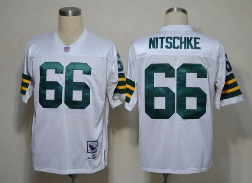 Jerseys Factory Cheap Mitchell & Ness Packers #66 Ray Nitschke W