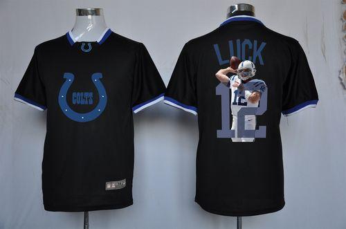Jerseys Factory Cheap Nike Colts #12 Andrew Luck Black Men's NFL
