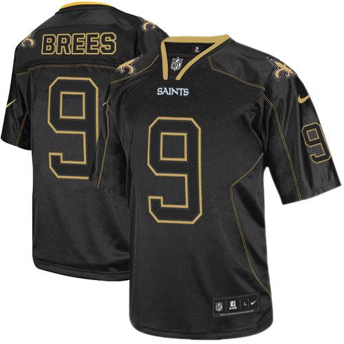 Jerseys Factory Cheap Nike Saints #9 Drew Brees Lights Out Black