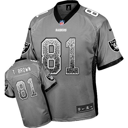 Jerseys Factory Cheap Nike Raiders #81 Tim Brown Grey Men's Embr