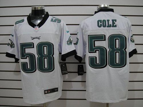 Jerseys Factory Cheap Nike Eagles #58 Trent Cole White Men's Emb