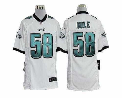 Jerseys Factory Cheap Nike Eagles #58 Trent Cole White Men's Emb
