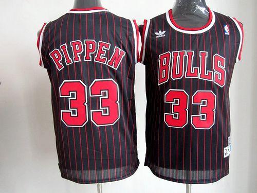 Jerseys Factory Cheap Bulls #33 Scottie Pippen Black With Red St