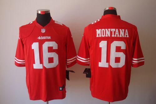 Jerseys Factory Cheap Nike 49ers #16 Joe Montana Red Team Color