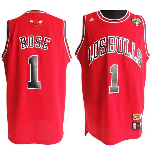 Jerseys Factory Cheap Latin Nights Bulls #1 Derrick Rose Red Emb