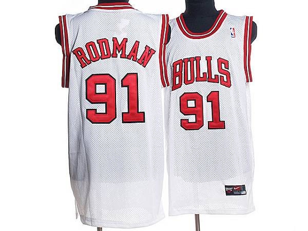 Jerseys Factory Cheap Bulls #91 Dennis Rodman Embroidered White