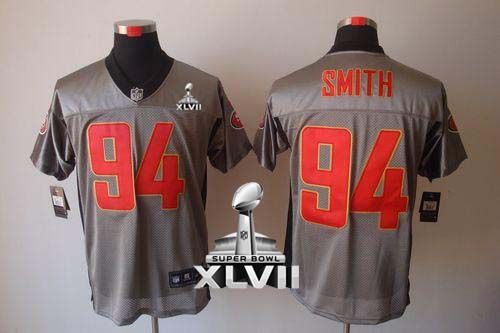Jerseys Factory Cheap Nike 49ers #94 Justin Smith Grey Shadow Su