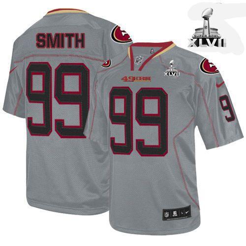 Jerseys Factory Cheap Nike 49ers #99 Aldon Smith Lights Out Grey